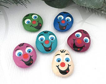 Conjunto de Pedras da Sorte, pintadas à mão, pedras da sorte e pedras da preocupação, conjunto para presente, amuletos da sorte, decoração de mesa, presente de agradecimento, gesto atencioso
