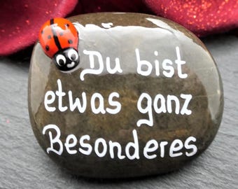 Lucky charm lucky stone with desired text personalizable with hand-painted ladybug painted stones birthday gift approx. 5 cm 1021