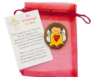 Pedra personalizada de anjo da guarda com nome, amuleto da sorte em conjunto para presente, pedra de lembrança, pedra da preocupação, pedra da sorte, pedras pintadas