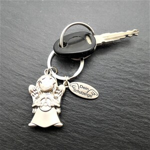 Porte-clés Ange Gardien Leo - Pendentif Métal Gravable - Cadeau Pour Permis De Conduire, Nouvelle Voiture, Sécurité Routière