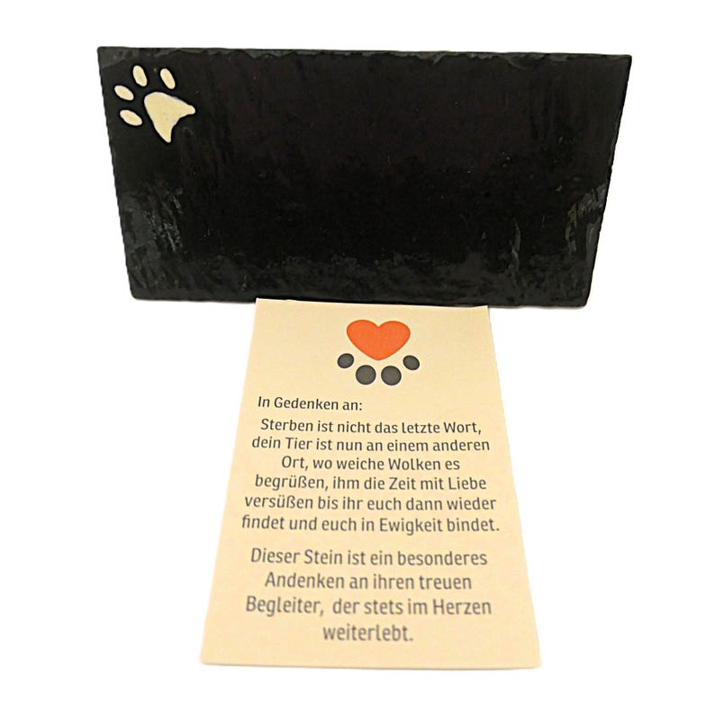 Animal Gravestone Made of Slate, Personalizable With Name, With White