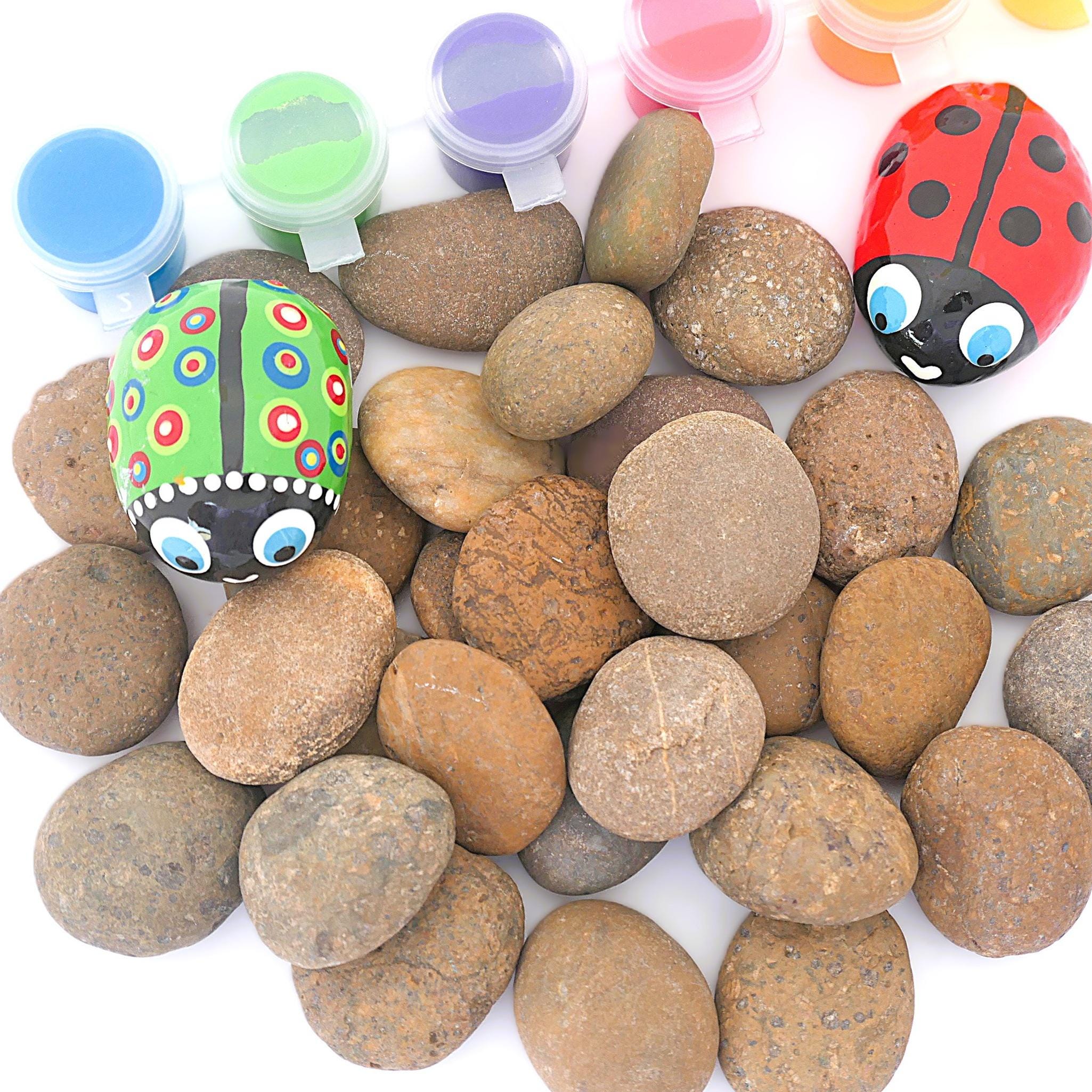 30 Stück Gemalte Kieselsteine - Flache Steine Zum Bemalen Für DIY Projekte