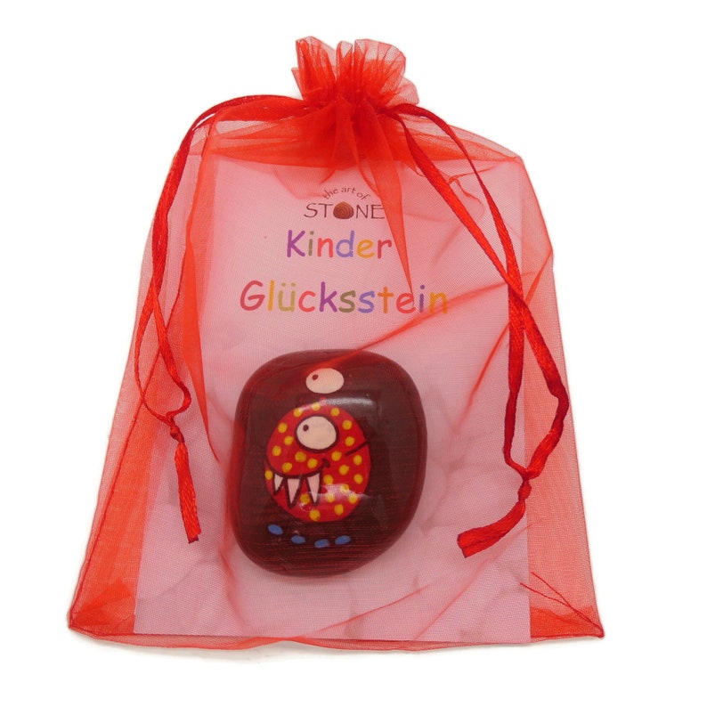 Painted Stones Lucky Stone Approx. 5 Cm for Children With Gift Card in