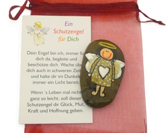 Schutzengel Glücksbringer Stein ca 4-5 cm mit Geschenkkarte im Säckchen versch. Varianten Glücksstein bemalte Steine Geburtstag