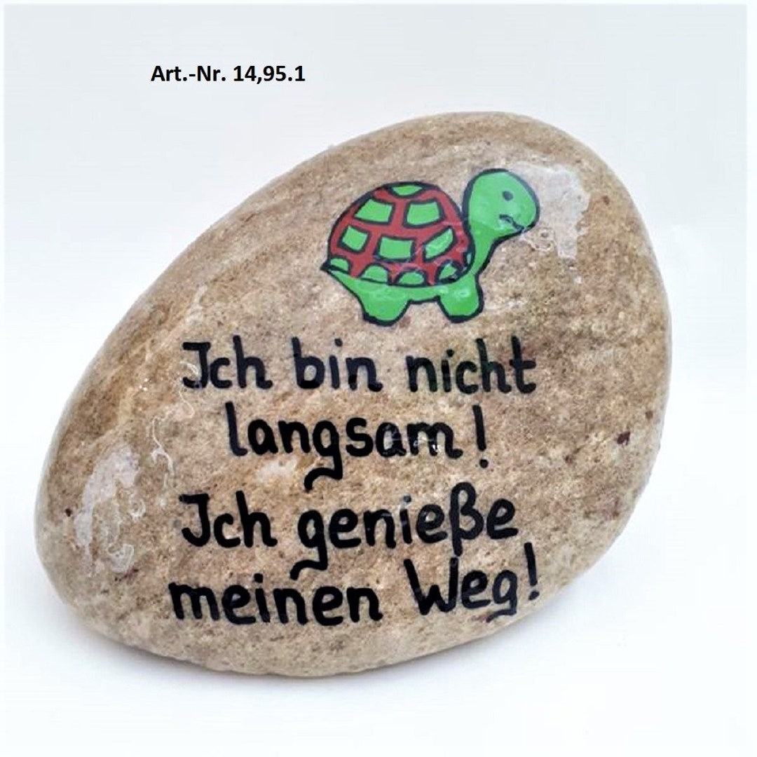 Glücksstein Ca. 15 Cm Mit Spruch Und Handgemalter Schildkröte Etsy