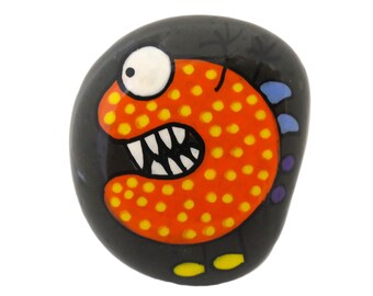 Andys Steinwelt Pietra di sorriso ELA circa 4 cm in biglietto pieghevole con scritta, pietre portafortuna, portafortuna, amuleto della mano, pietre dipinte, regalo di addio, decorazione da tavolo
