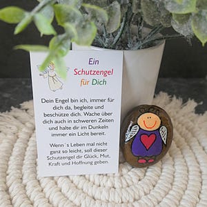 Ángel de la guarda, amuleto de la suerte, piedra pintada a mano, figura de ángel personalizada, piedra de la suerte con ángel, regalo de pronta recuperación, piedra de palma 101