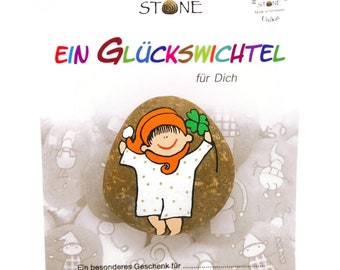 Lucky elf approx. 4-5 cm with gift card in organza bag, various versions, lucky stones, lucky charms, painted stones, souvenirs