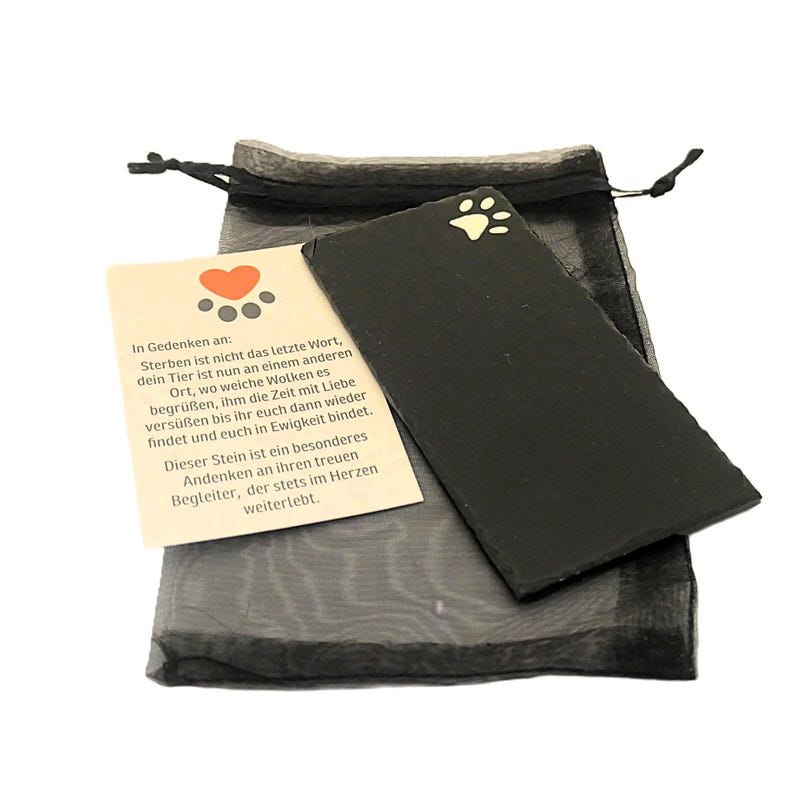 Animal Gravestone Made of Slate, Personalizable With Name, With White