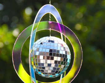 Sun Catcher Wind Chime Mirror Ball Party Decoration Decoración de la ventana Regalo Entrada de cumpleaños Dream Catcher Light Play Decoración del jardín
