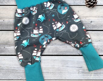 Pump pants, baby pants, size 56-62, growing pants for boys, pirate ship