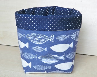 Aufbewahrungsbox f/ürs Bad Musselin grau Anker Aufbewahrungskorb f/ür Kinderzimmer KraftKids Stoff-K/örbchen mit Dreiecken 20 x 20 x 20 cm