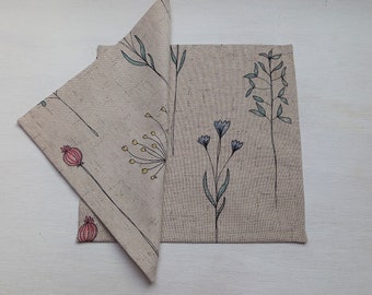 Lot de 2 serviettes en tissu champ de fleurs