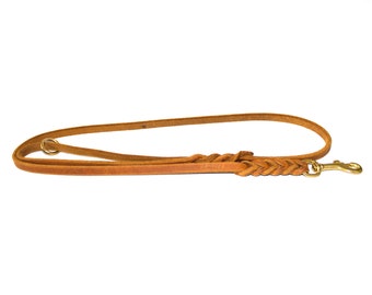 Oiled leather leash 1.20 m with loop and ring
