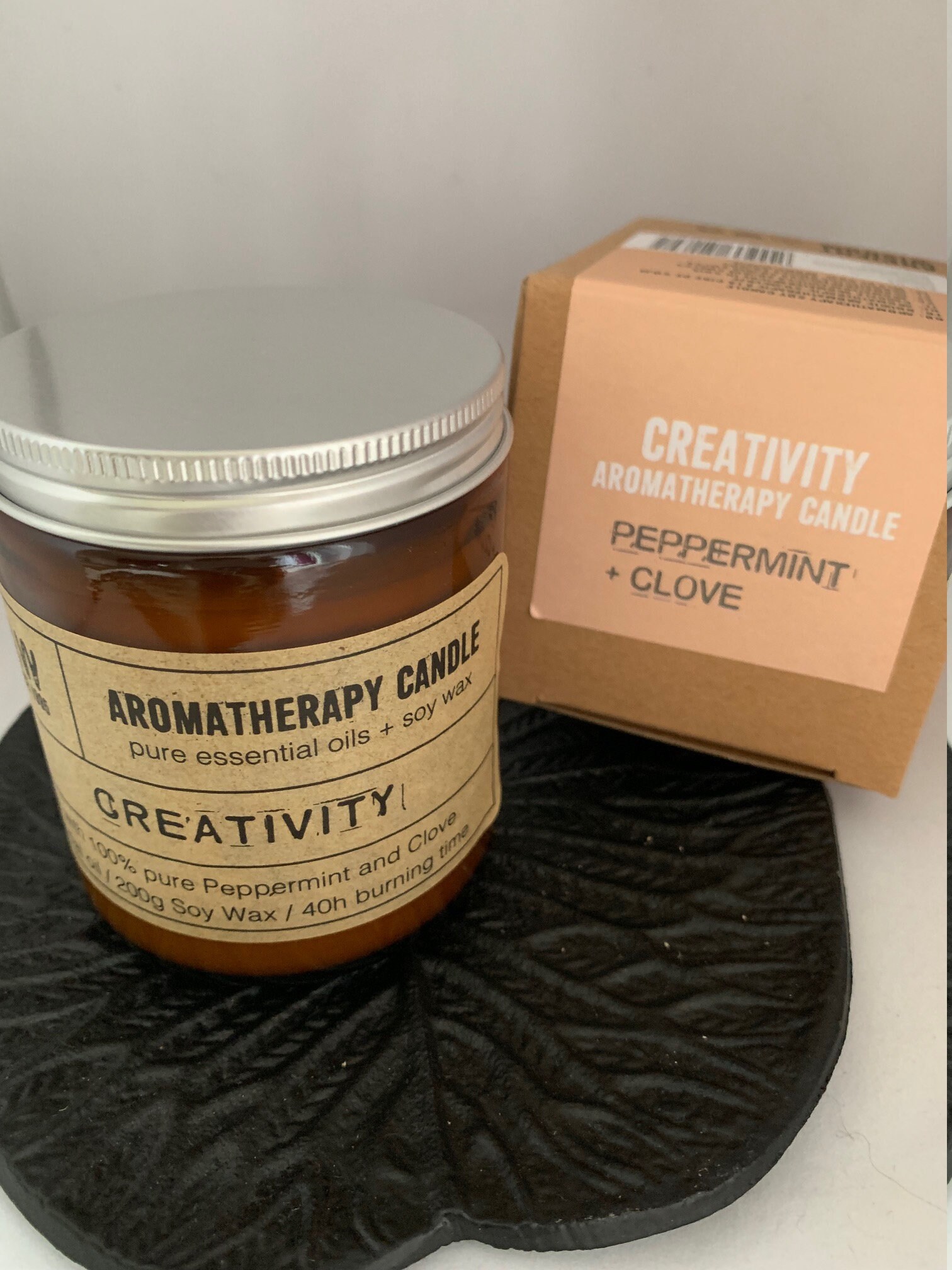 Bougie Aromathérapie 200 G - Créativité Menthe Poivrée et Clou de Girofle