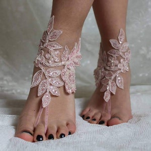 Ivory Lace Barefoot Sandals: Beach Wedding Bridal Foot Jewelry