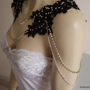 ShoulderJewelry,Traje de ombro de renda preta ShoulderJewelry