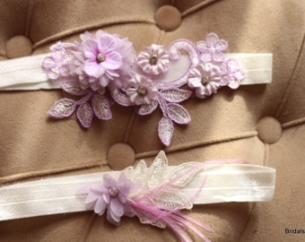 Hochzeits-Strumpfband, anpassbare handgemachte, lila Spitze-Braut-Strumpfband, Andenken-Strumpfband, werfen Strumpfband, Braut-Dessous-Strumpfband,