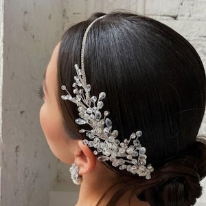 Bridal Headpiece, Wedding Hair Piece, Floral Bridal Headpiece, Crystal Bridal Hair Accessories, Wedding Hair Vine, Wedding Hair Jewelry