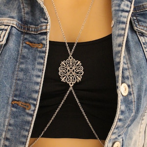 Body Chain, Double Drape Body Jewelry,Beach, Bikini, Wedding,Beach Wedding Body Jewelry