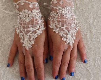 İvory Spitzenhandschuhe Hochzeitshandschuhe Brautspitzenhandschuhe, Kostümhandschuhe