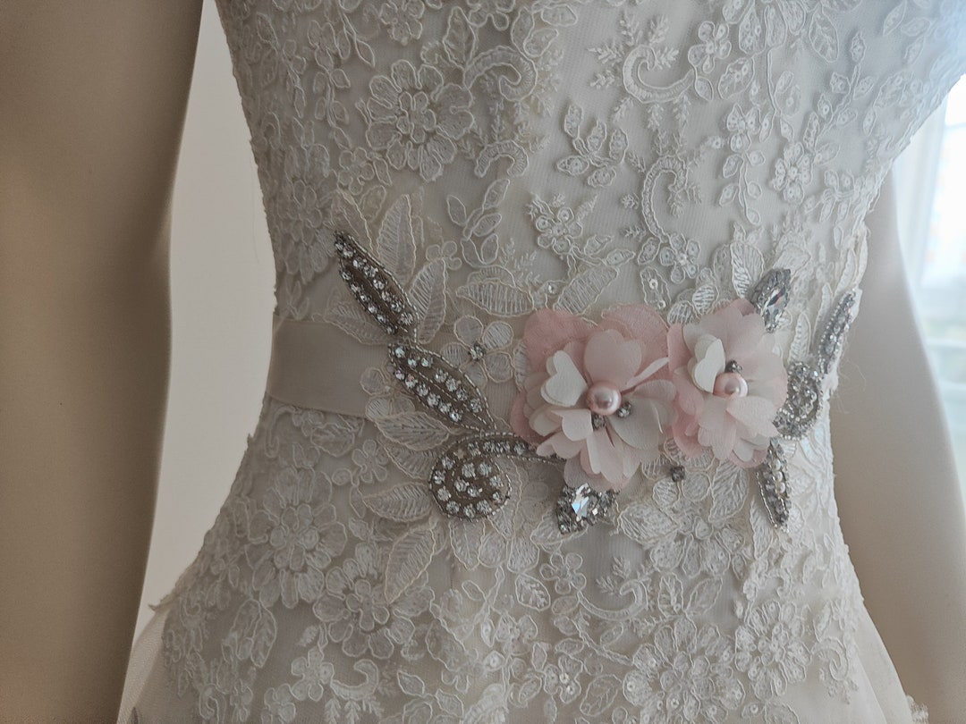 Pink Floral Lace Bridal Belt Sash Sweden