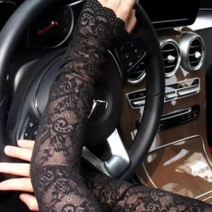 Hotiç Gloves,Black Lace Fingerless Long Gloves