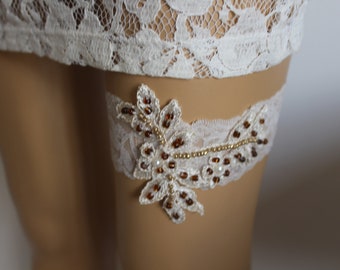 Conjunto de liga de boda de marfil Ligas para boda Liga de lanzamiento Liga de novia Liga de encaje francés Liga de graduación Regalos de dama de honor