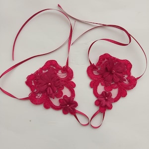 Red lace gloves for1-2 old year girl child