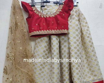 Kids Silk Lehenga Choli with Zari: Indian Party Dress