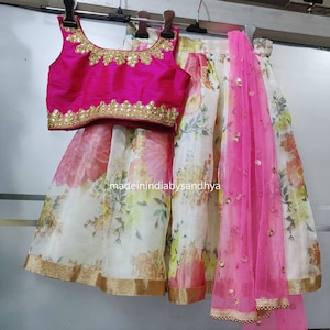 kids floral organza lehenga choli for girl ready to use for Toddlers Indian ethnic outfit