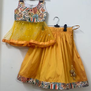 Girls yellow lehenga choli Indian Baby lengha chunni