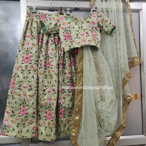 Girls Lehenga Choli floral Lehenga Baby Indian Wear Toddler Lehenga Heavy Lehenga Choli pastel Green