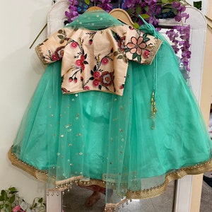 Kids Green lehenga choli Girls lengha chunni