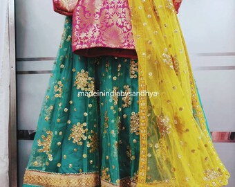 Embroidered Lehenga Choli: Dark Green Indian Wedding Outfit