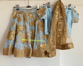 Embroidered Lehenga Chunri: Baby Girl's Indian Dress