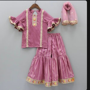 Baby Girls sharara gharara ethnic wear dress indian traditional bridesmaid outfits