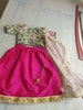 Kids lehenga choli dupatta Indian ethnic girls kids wedding wear pink skirt chanderi embroidery green blouse dress custom made lengha chunni 