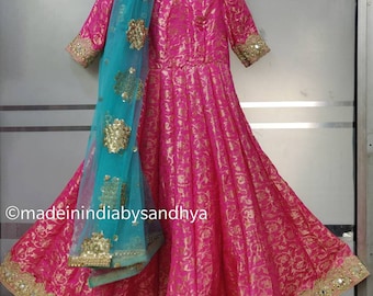 Costume anarkali fille tenue ethnique indienne enfant tenue de mariage pour bébé robe rose