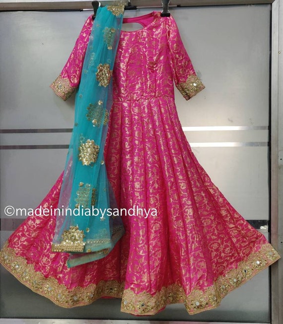 Maroon Girl Kids Silk Anarkali Gown, Age: 5-10 Years at Rs 1295 in Mumbai