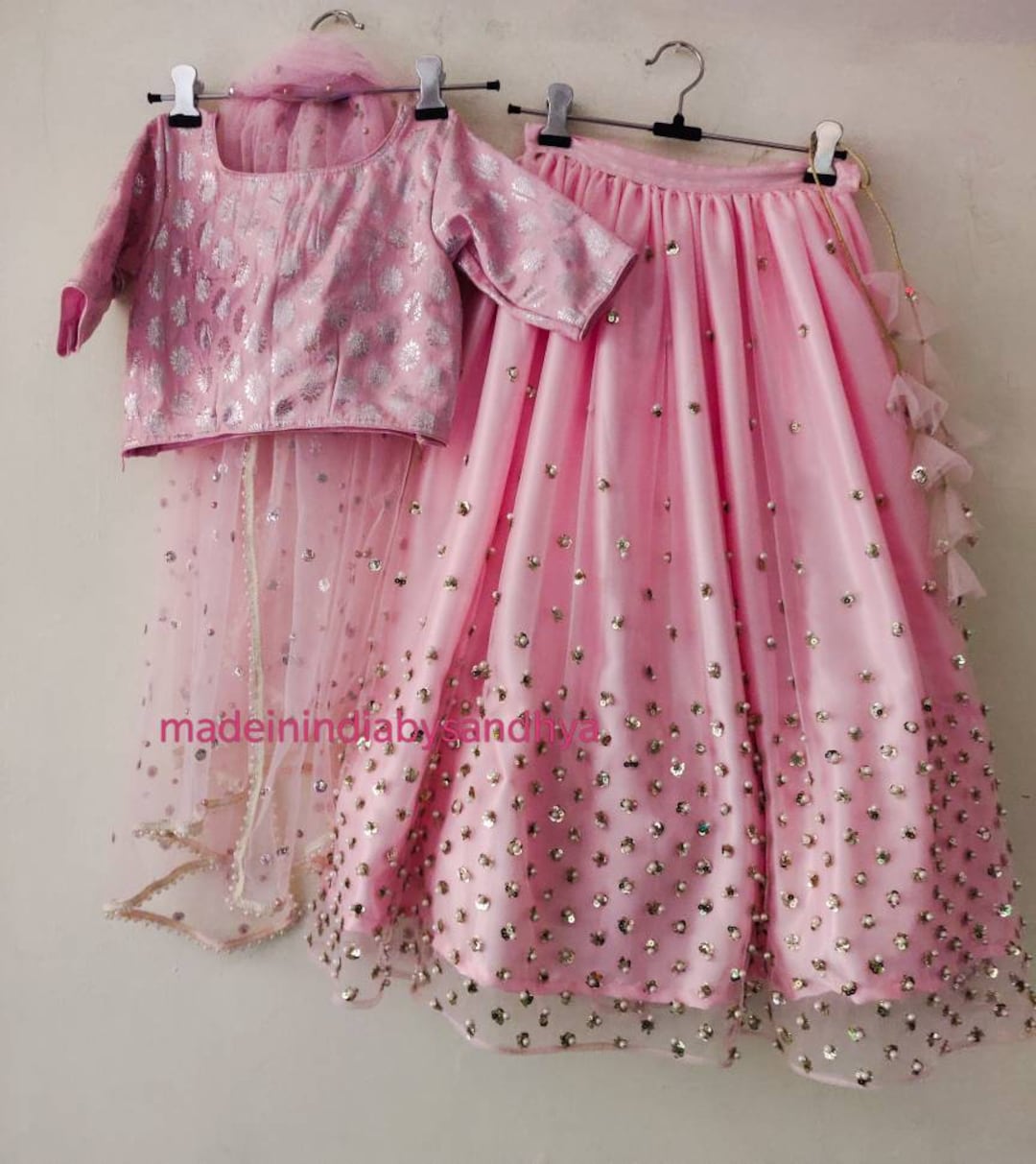 Kids Pink Printed Cotton Ready to Wear Lehenga Choli