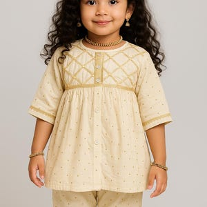 Conjunto de terno indiano xadrez de algodão para meninas nos EUA
