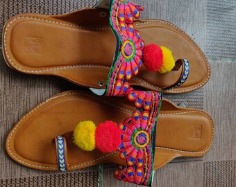 Women's Indian PU sleepers chappal flat slip on sandal ethnic kolhapuri footwear