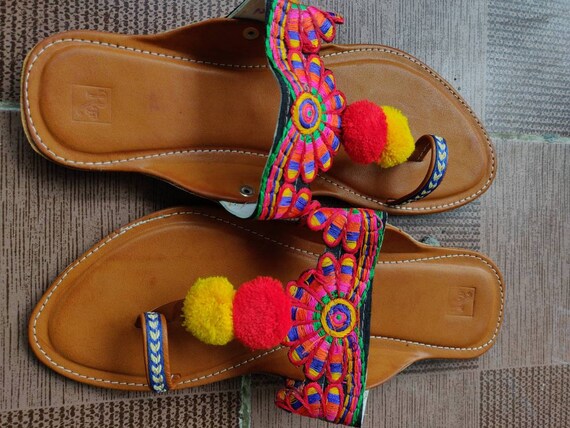 Women's Indian PU sleepers chappal flat slip on sandal | Etsy