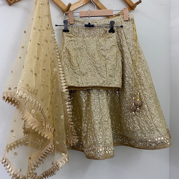 kids party dresses Gold Lehenga Set for Girls baby girl dresses Indian ethnic outfit