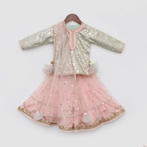 Pink kurti sharara lehenga gharara set dress for Girls kids