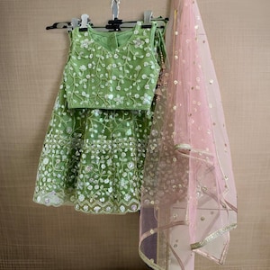 kids girl indian outfits lehenga baby girls wedding embroidery children&#39;s dress custom made lengha chunni