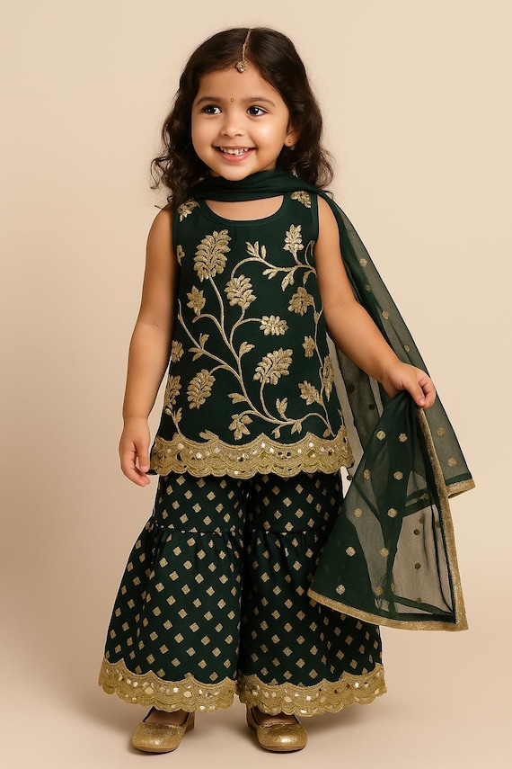 Buy Girls Indian Wear Traditional Sharara Gharara Dresses Party Wear Small Girl  Dress Online in India - Etsy