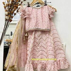 Girls Pink lehenga choli dupatta kids set