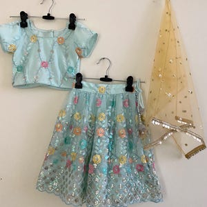 kids girl indian outfits lehenga baby girls wedding embroidery children&#39;s dress custom made lengha chunni